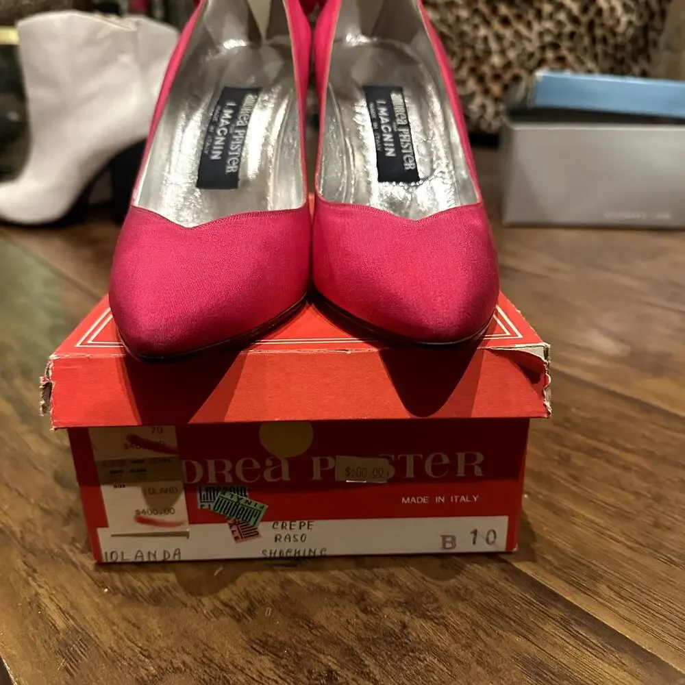 Vintage Andrea Pfister for I. Magnin Pink‎ Crepe Raso Pumps